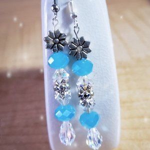 Long Blue Crystal Earrings